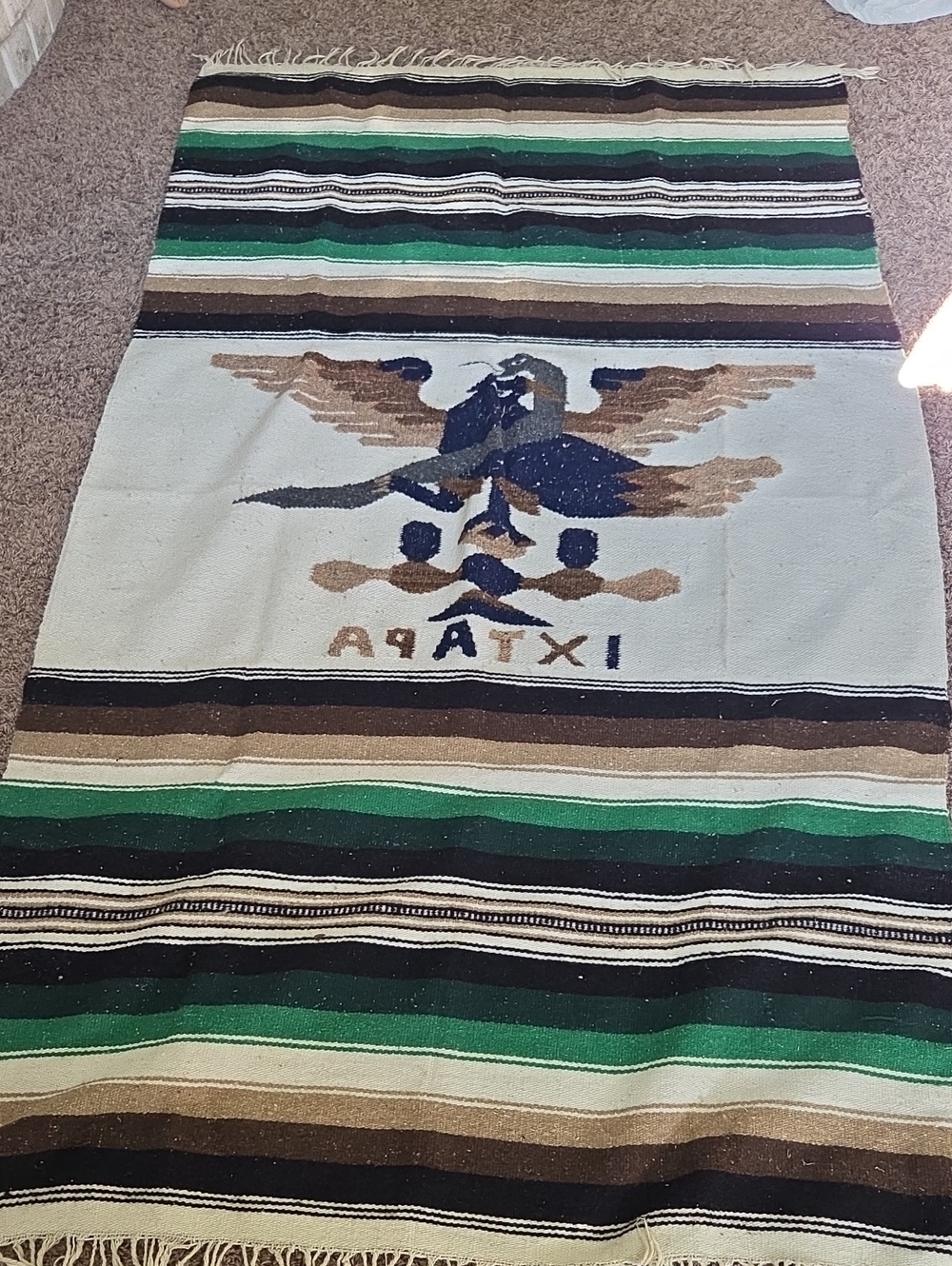 Vintage-Inspired Green & Cream Striped Home Throw Blanket